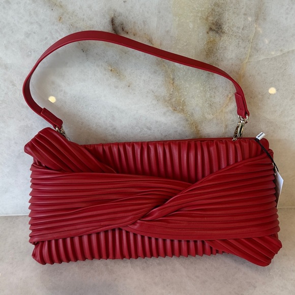 Jason Wu Handbags - Jason Wu Red Pleated Twist-Front Shoulder Bag